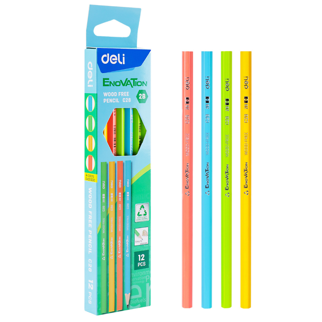 

Deli Wood Free Pencil / Pensil 2B Isi 12 Ramah Lingkungan EC28