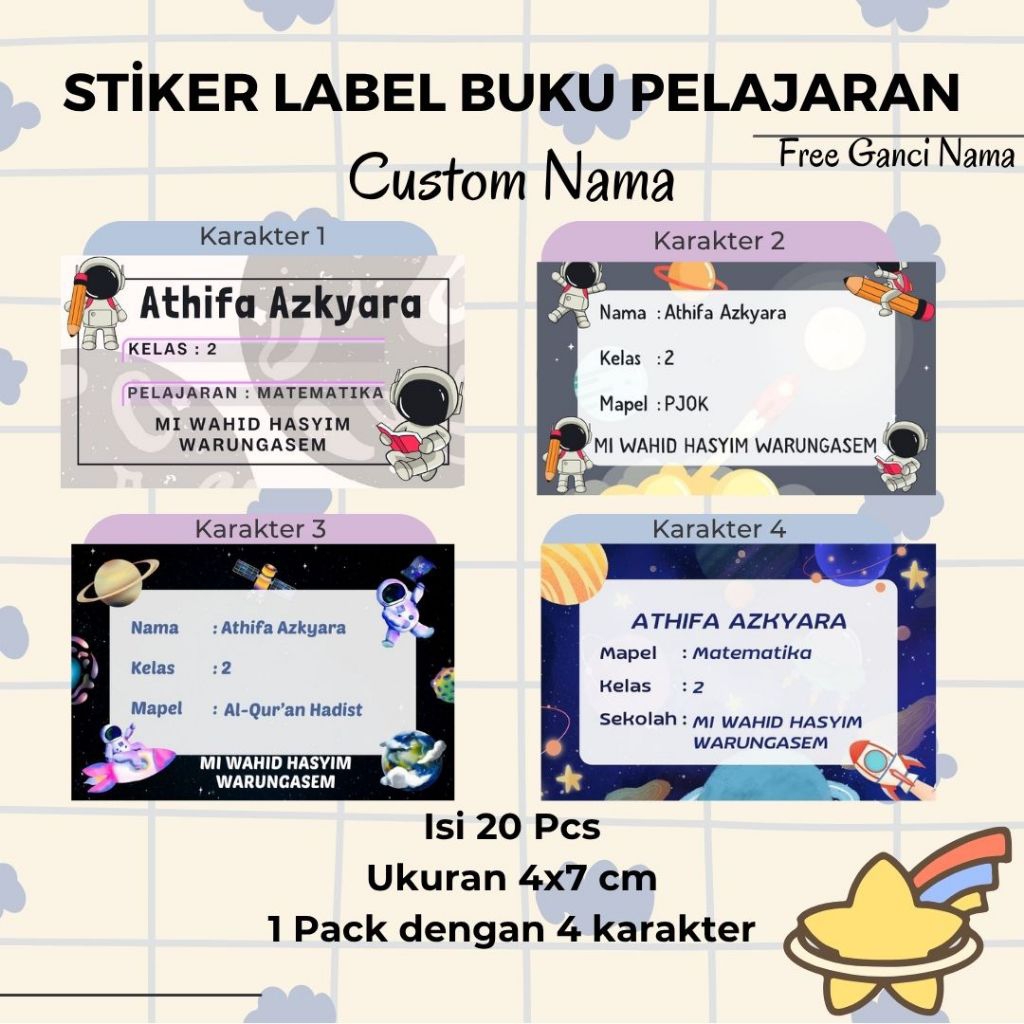 

Stiker Mapel Custome | Stiker Label Nama Sekolah | Stiker Label Buku Pelajaran 20 pcs