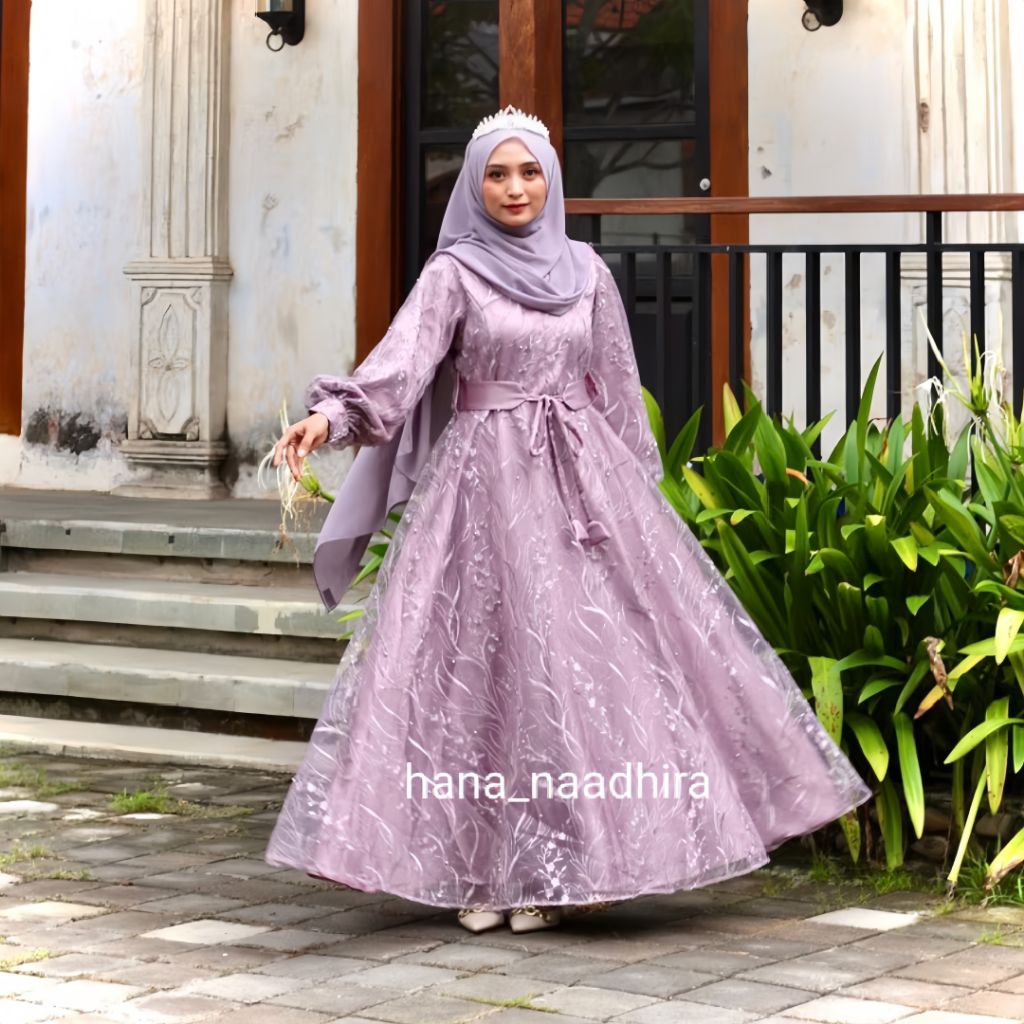 HANA_NAADHIRA AIRIN DRESS WEDDING DRESS GAUN WISUDA DRESS PESTA AKAD BRUKAT LEBARAN ANGGUN DRESS HAR