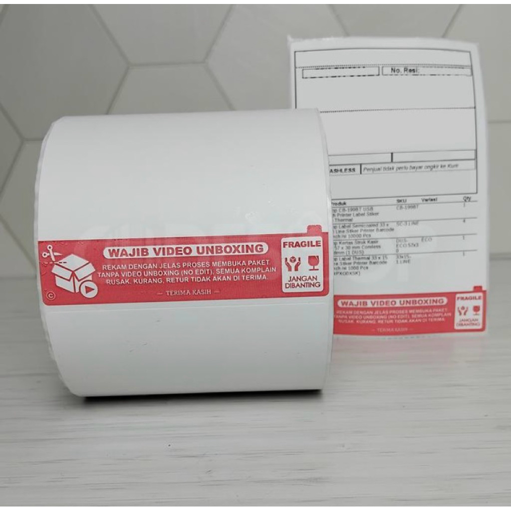 

Label Resi Thermal 100 x 150 mm 1 Line A6 ( 500 pcs ) Gap Perforasi Unboxing