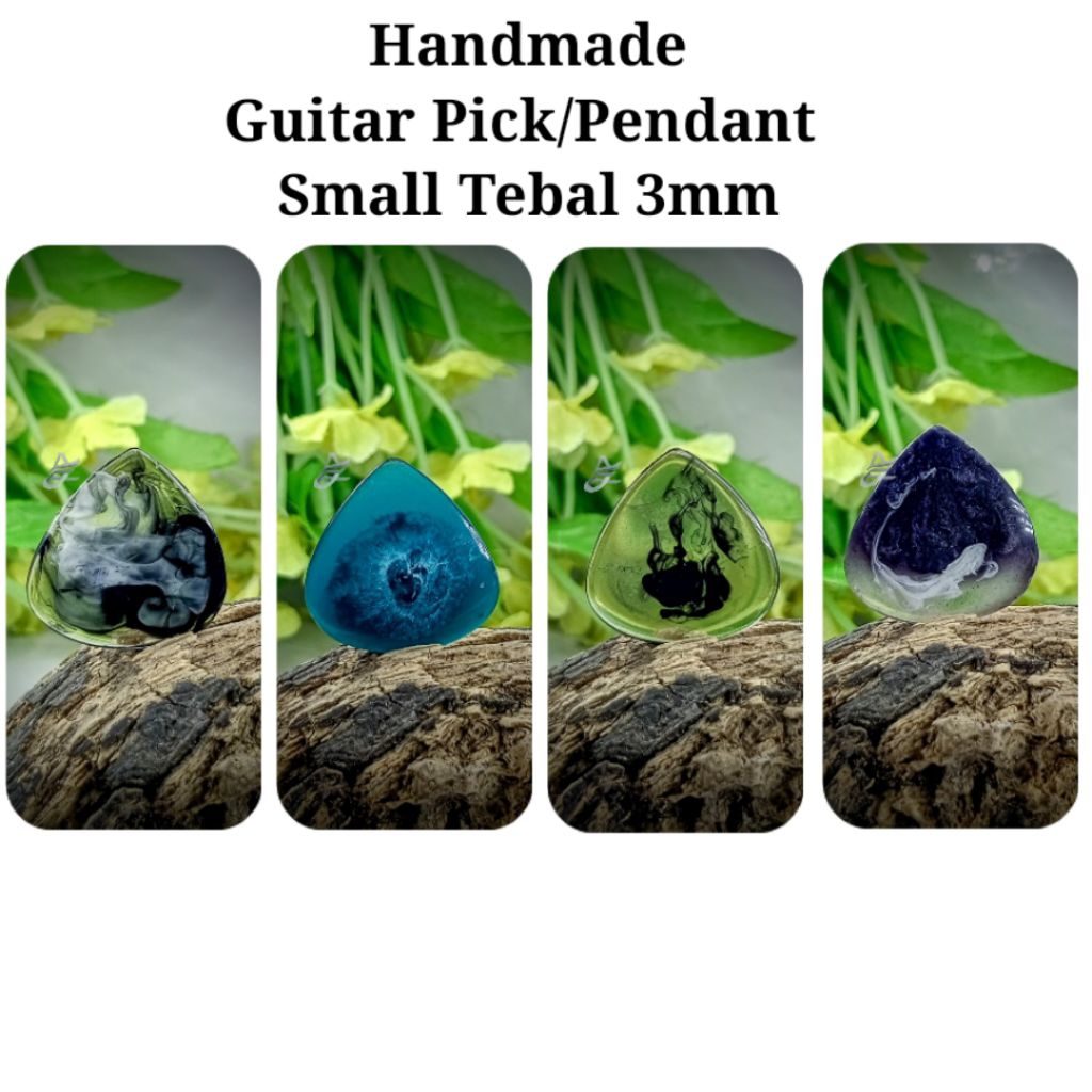 CUSTOM Small PICK GITAR RESIN ART HANDMADE Tebal 3mm TIRUS AJPW 2 (Bisa dijadikan liontin)