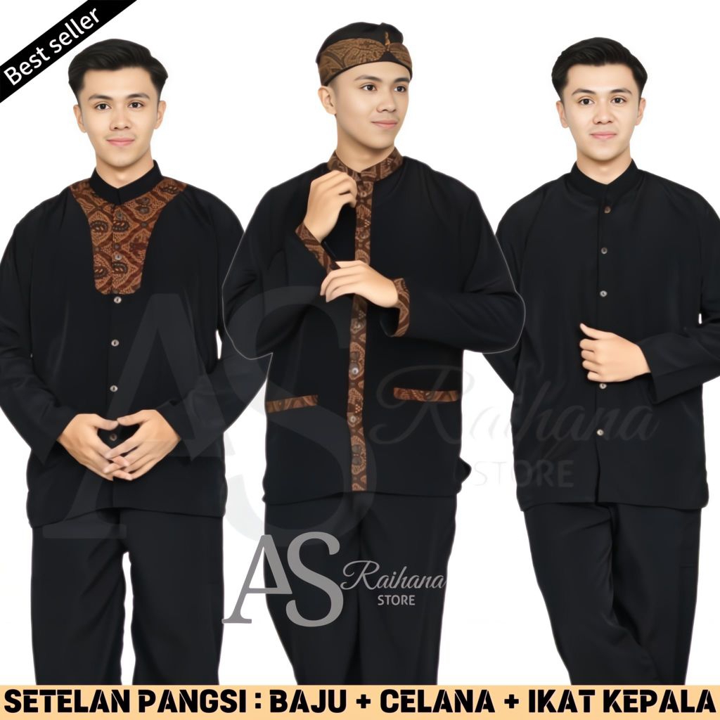 SETELAN BAJU PANGSI SUNDA M L XL XXL // PAKAIAN TRADISIONAL JAWA BARAT // PANGSI ADAT SUNDA // BAJU 