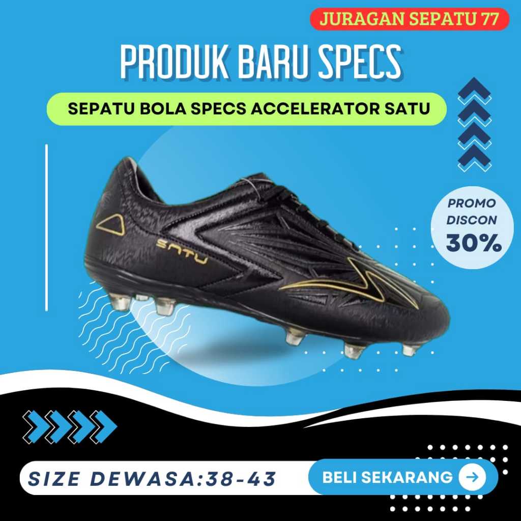 TERBARU Sepatu Futsal Grade Original Specs Accelerator Satu Pro in komponen original Hitam