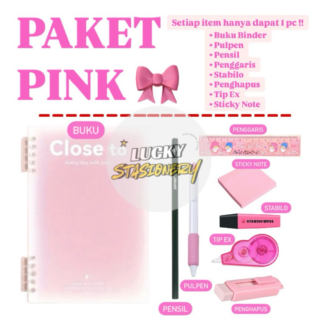

[PAKET PINK] Set Alat Tulis Serba Pink Lucu Aesthetic Sekolah