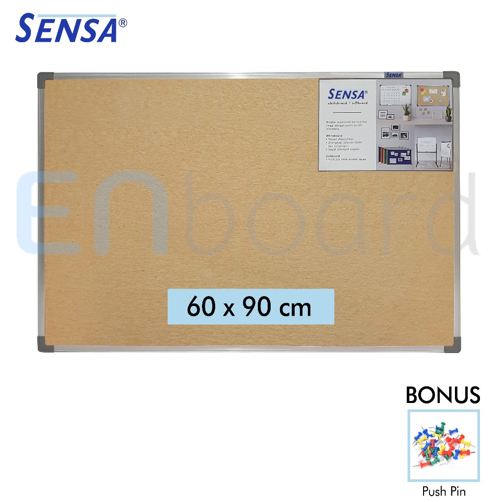 

Softboard / Pin Board / Cork Board / Papan Pengumuman / Mading Gantung Polos Sensa 60 x 90 cm