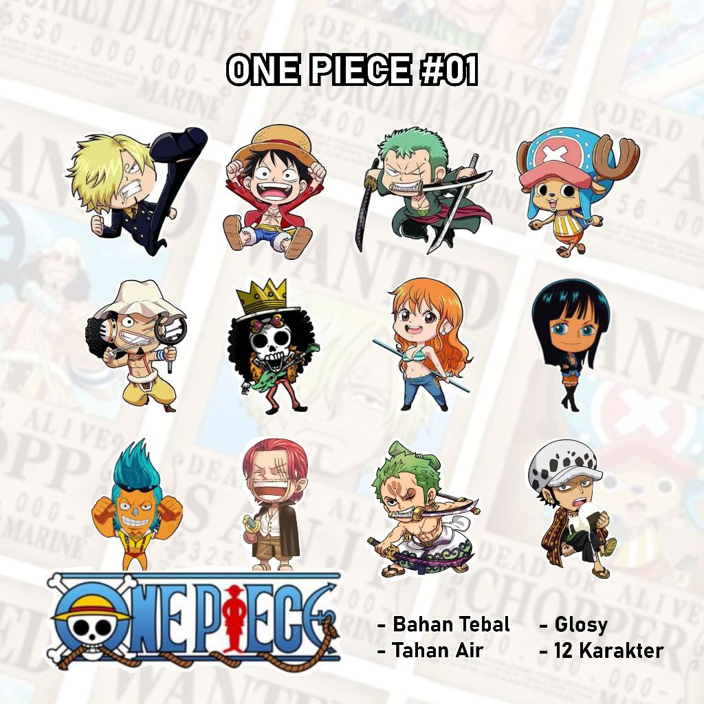 

Stiker Anime Chibi One Piece Stiker Pack 12 Karakter Random