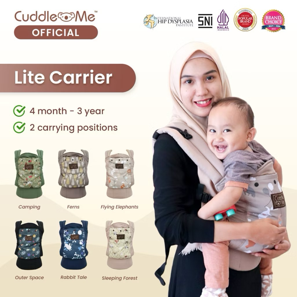 preloved LITE CARRIER MOTIF Gendongan Bayi Depan Belakang SSC Praktis, Aman Nyaman SNI Cuddle Me