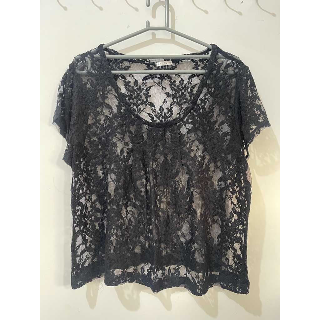 tops renda, outer renda wanita size L, kaos renda