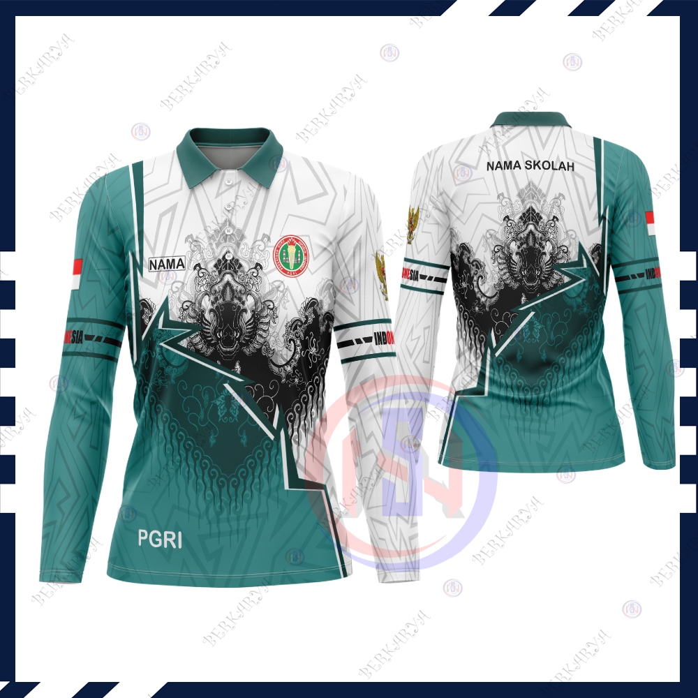 Baju PGRI Wanita Baju Guru Batik PGRI Indonesia Kaos Polo Wanita Baju PGRI Fullprinting Premium