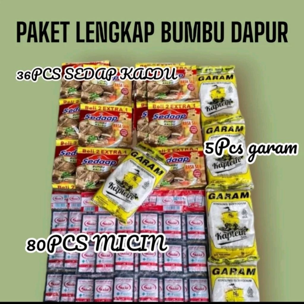 

❤️ ZAHRAZA 642❤️ PAKET LENGKAP MASAK DAPUR (5 PCS GARAM 100 GR, KALDU SEDAP, MICIN 10 RTNG KECIL)