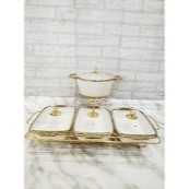 Set Prasmanan Keramik Bulat + Prasmanan Set 3 Pcs Fiorenza - GRATIS Packing Kayu