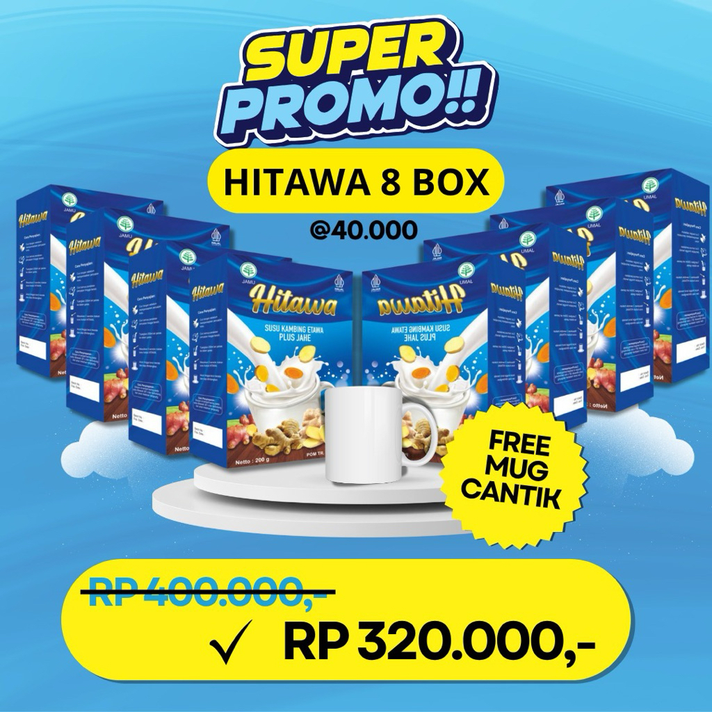 

SSS [ Paket 8 Box ]Susu Hitawa Susu Kambing Etawa Jahe Buat Tulang Sendi Untuk Kesehatan