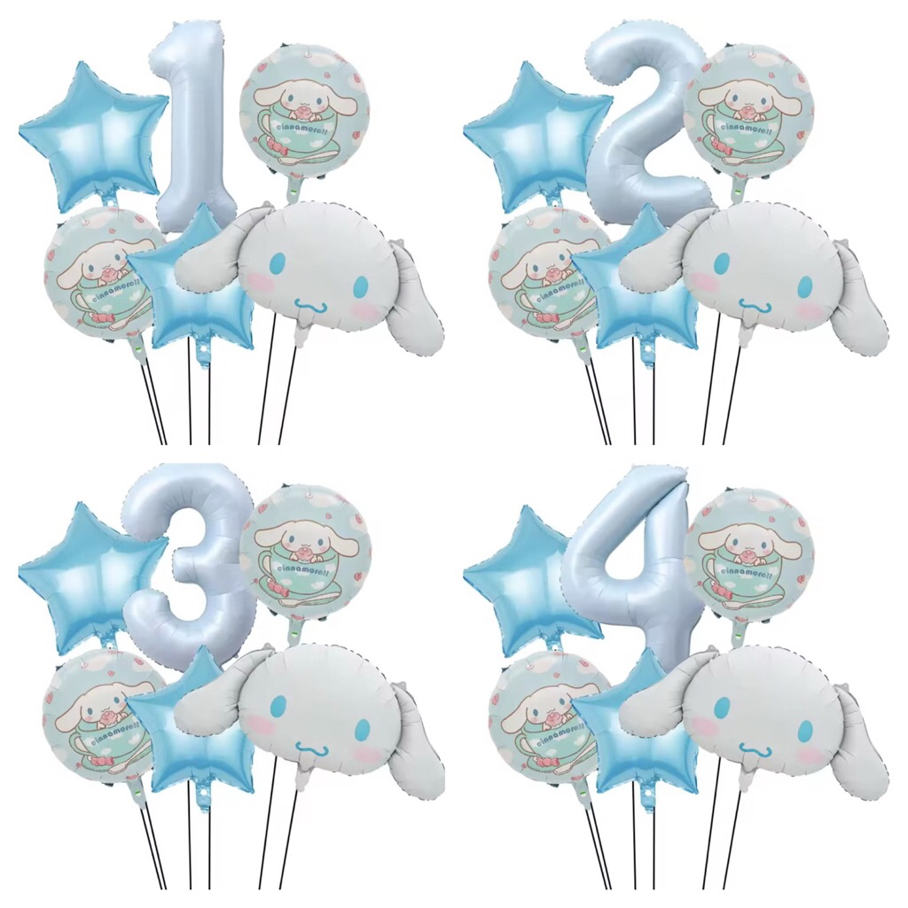 PAKET BALON KEPALA CINNAMOROLL ANGKA BABY BLUE