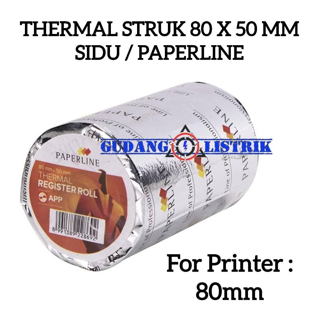 

Sidu Paperline Receipt Kertas Thermal 80mm Struk 80x50mm Printer Bluetooth