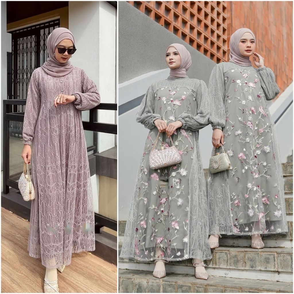 Syiraaswardrobe Mayumi Dareen dress gamis maxi dress brukat mewah wanita