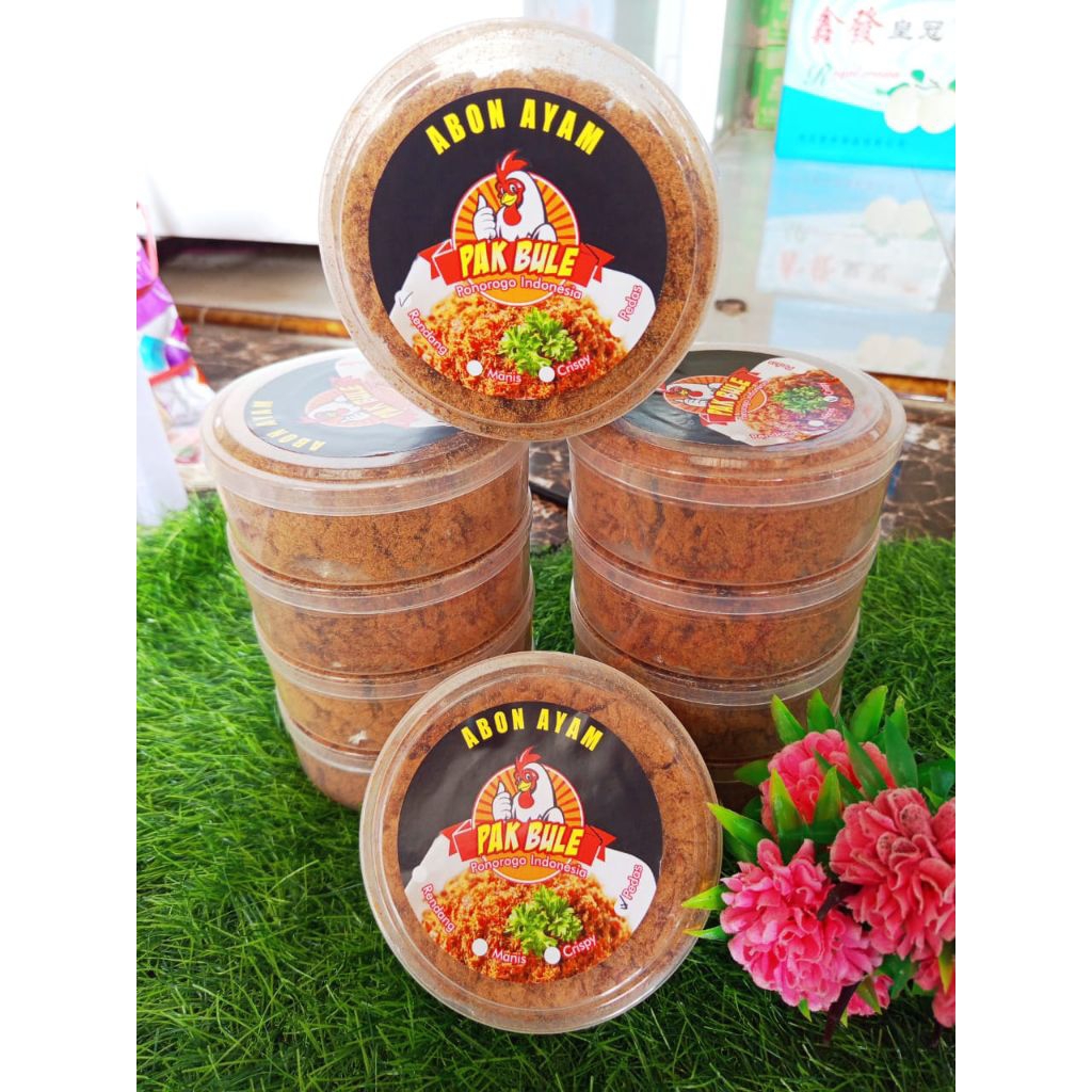 

Abon Ayam Pak Bule | Kemasan 100 gr | Rendang | Pedas | Crispy.