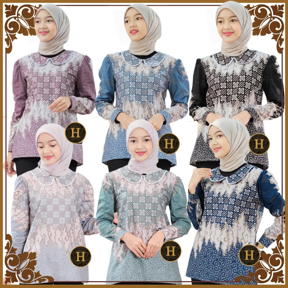 Blus Atasan Kemeja Batik Anak Perempuan Cewek Kerah SD SMP Remaja Motif Baru (31-36) 12-15 Tahun
