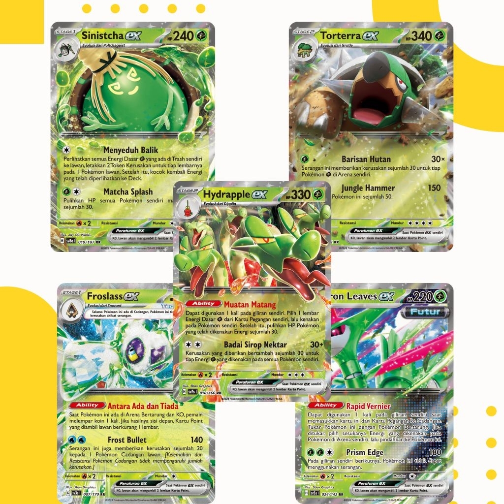 TCG POKEMON BAHASA INDONESIA Iron Leaves EX, Hydrapple EX, Torterra EX, Sinistcha EX, Froslass Ex