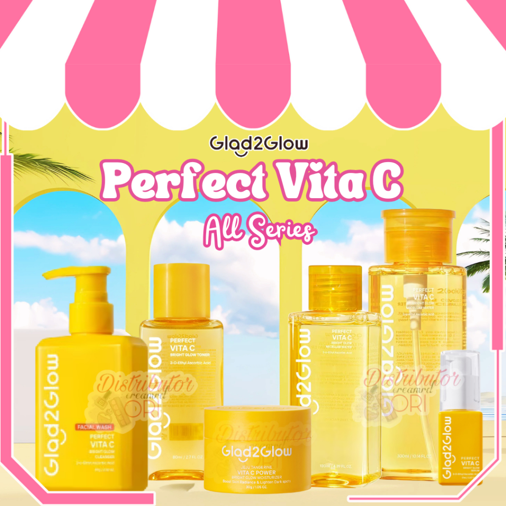 Glad2Glow Perfect Vita C | ALL SERIES | Toner | Serum | Moisturizer |  Micellar Water 130 Ml | Micel