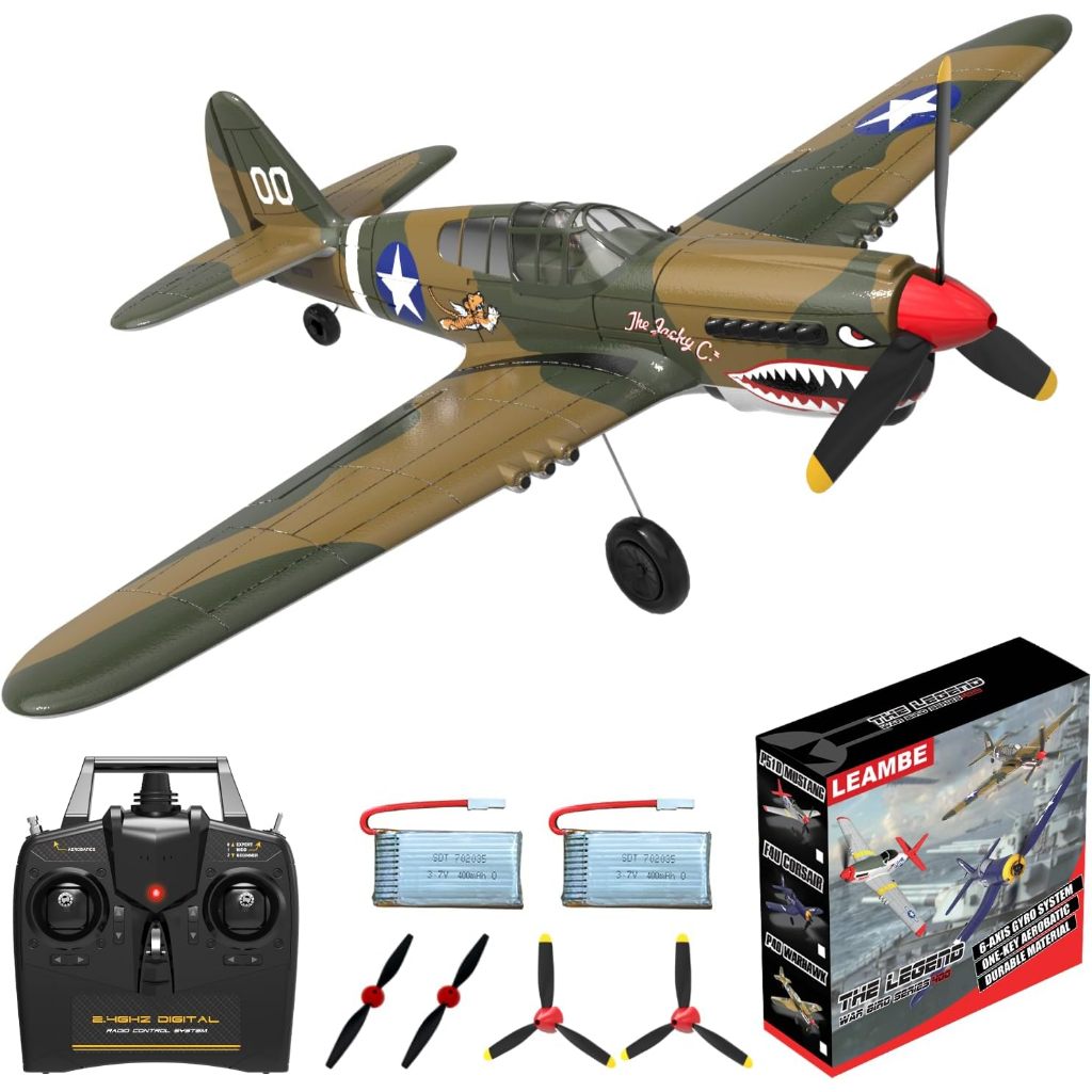LEAMBE RC Plane 4 Channel Remote Control Airplane - Ready to Fly P-40 Warhawk RC Airplane