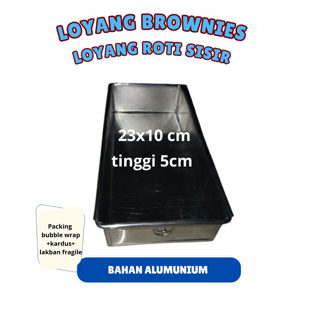 Loyang Kue Brownies Alumunium ukuran 23x10 tinggi 5cm/Loyang Kue Brownies/Loyang Roti Persegi Panjan
