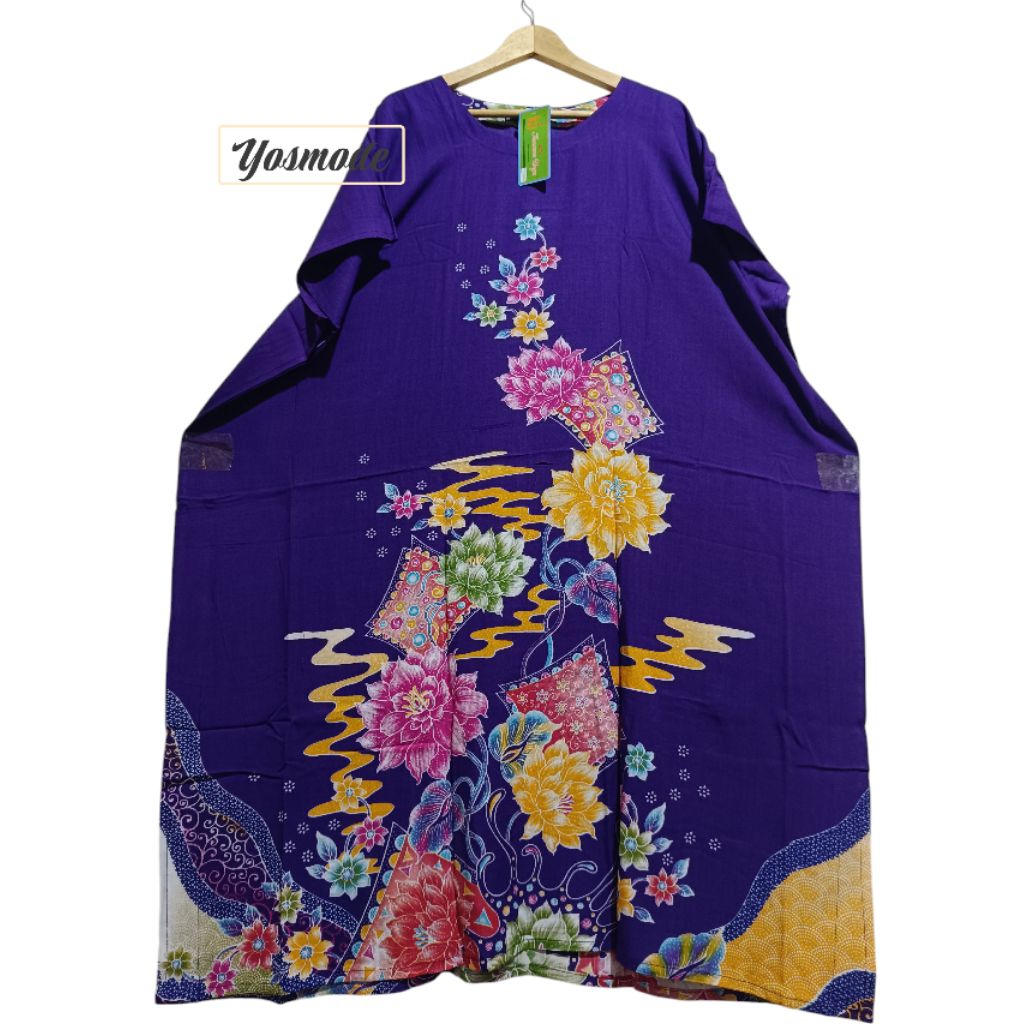 DASTER KALONG JUMBO KENCANA UNGU LEBEL HIJAU LD 150 BAJU KALELAWAR ASLI BATIK KENCANA UNGU