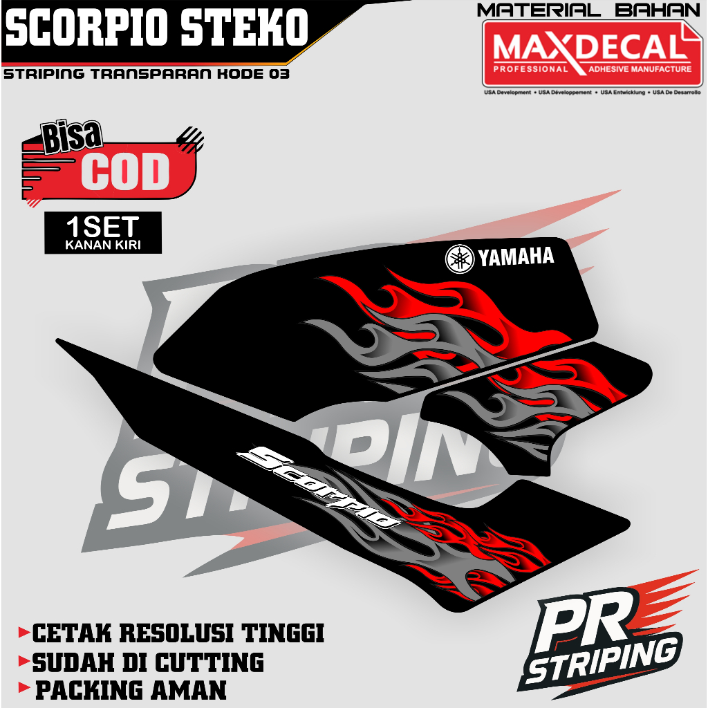 STRIPING SCORPIO STEKO VARIASI STRIPING SCORPIO STEKO TRANSPARAN MAXDECAL ##03