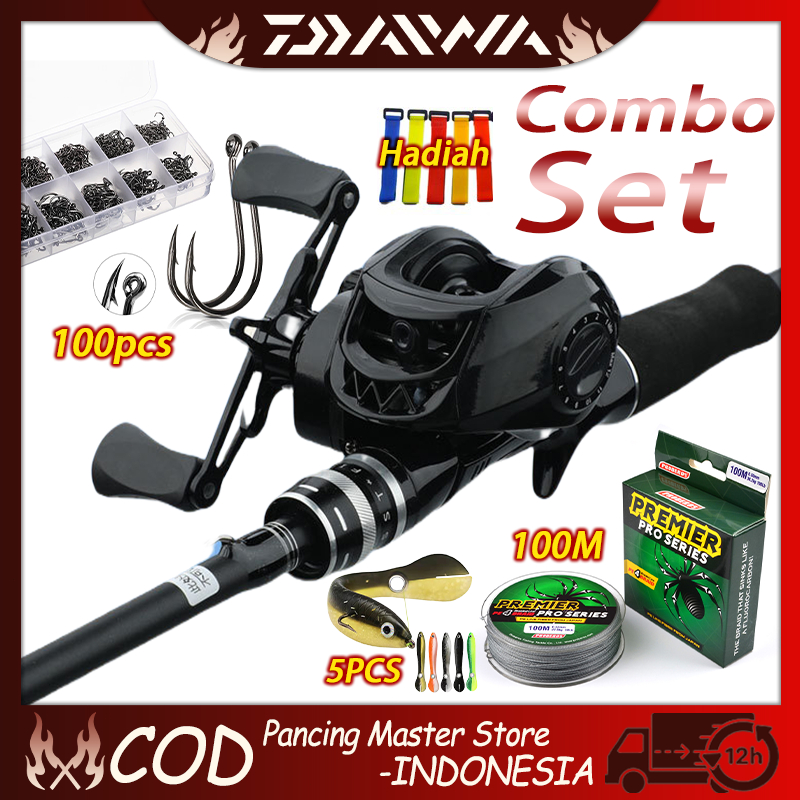 DAIWA Joran Pancing Set 1.8M 2 Bagian Casting Fishing Rod dan 7.2:1 BC Set Joran Pancing 160/180/240