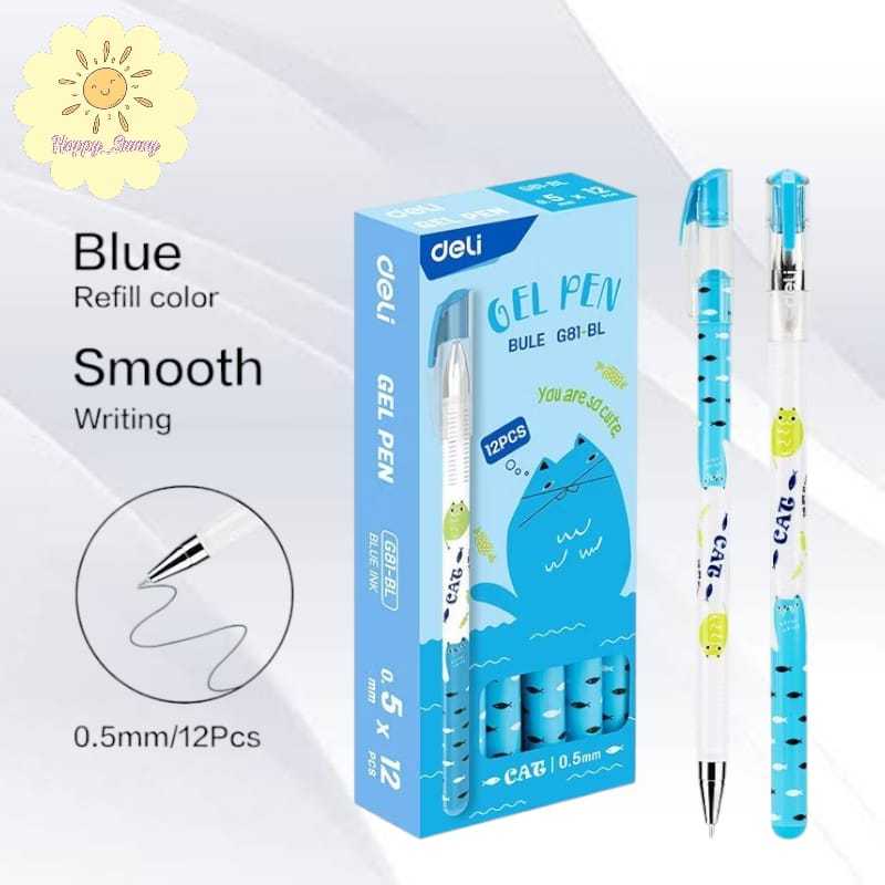 

Deli Pulpen Gel / Gel Pen 0.5mm Motif Kartun Kucing EG81 - Warna Tinta Biru