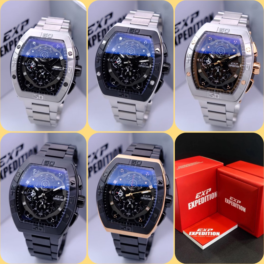 JAM TANGAN PRIA EXPEDITION E 6800 MC / E 6800 / 6800 ORIGINAL CHRONOGRAPH STAINLESS STEEL GARANSI RE
