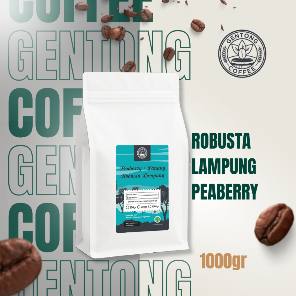

Gentong Coffee Kopi Bubuk RoastedBean STRONG Peaberry Robusta Lampung Lanang 1KG