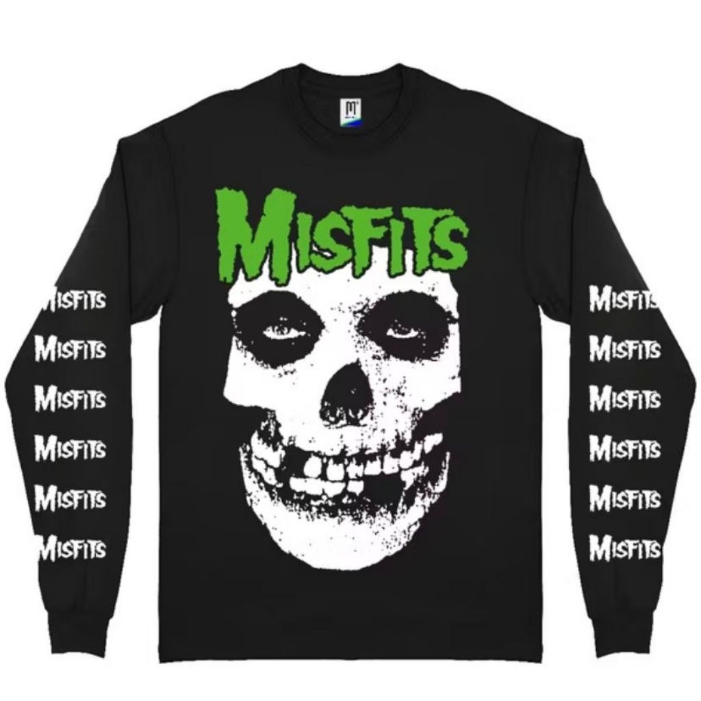 T_shirt kaos long Sleeve MISFITS LOGO PUNK[kaosband[kaosmusic[tag merchons