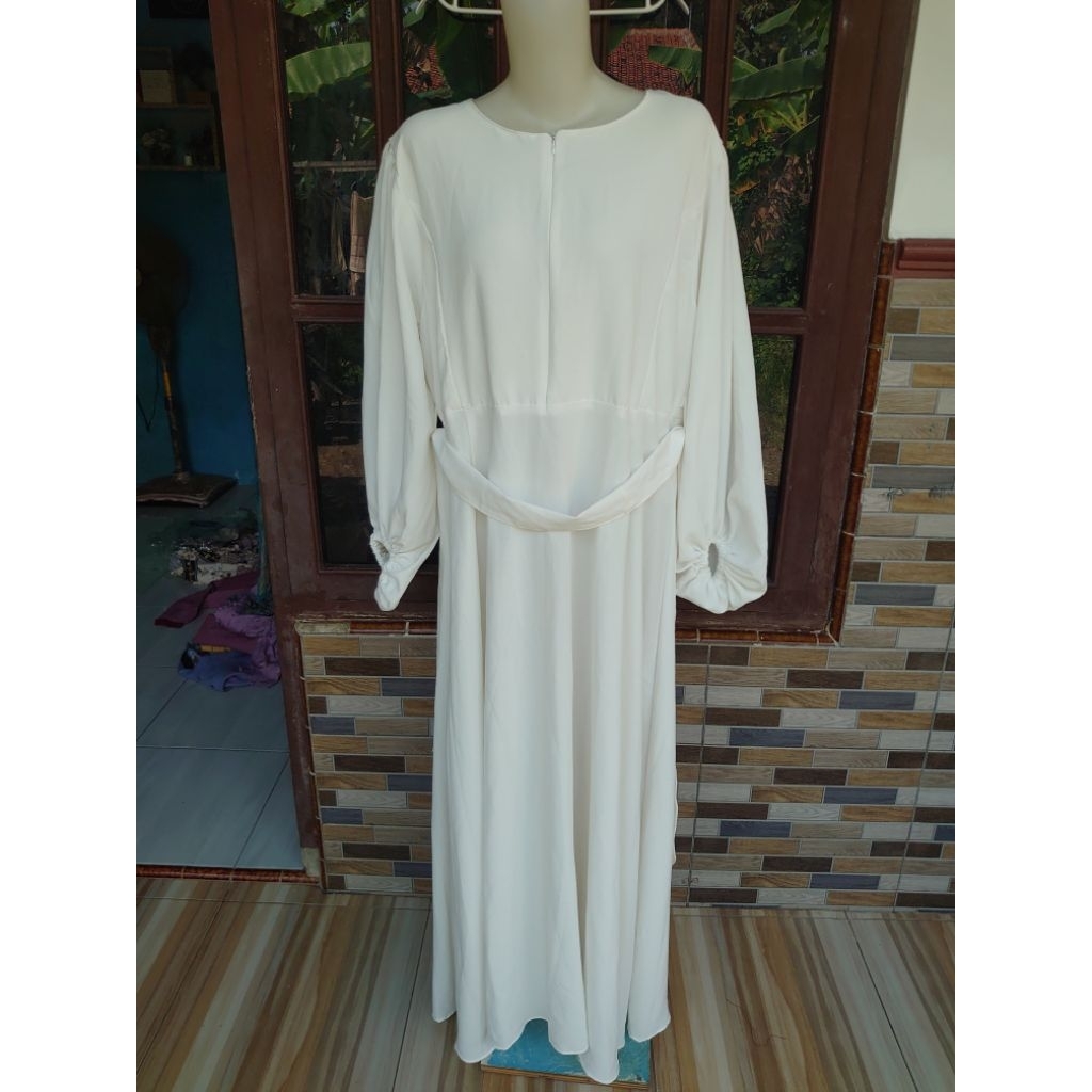 gamis wanita putih polos New