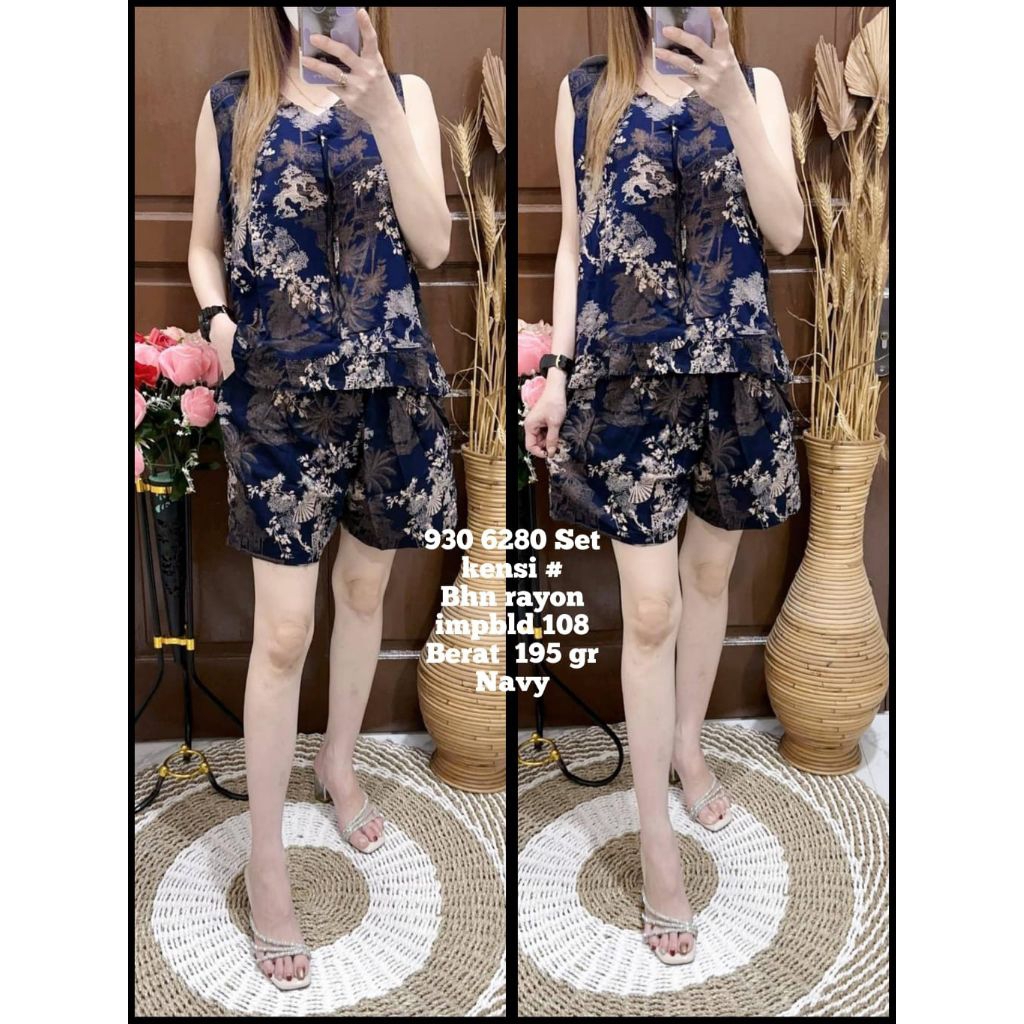 930 2680 Setelan Celana Baju Tidur Kensi Rayon Wanita/Set Kensi Rayon Wanita