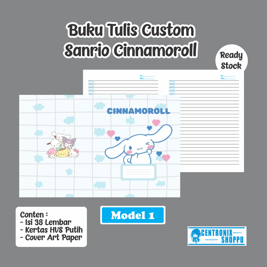 

Buku Tulis Custom Sanrio Cinnamoroll isi 38 Lembar dengan Cover 210 GSM