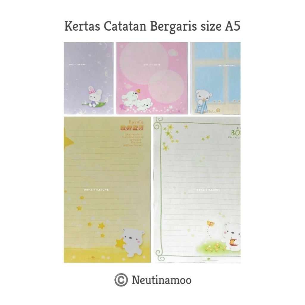 

NEW : Kertas Catatan Bergaris by ©️ Neutinamoo made in Korea // 1 Set Kertas Tulis Surat (Letterpad) Lucu Aesthetic Bergaris Full Color / A5 60gsm