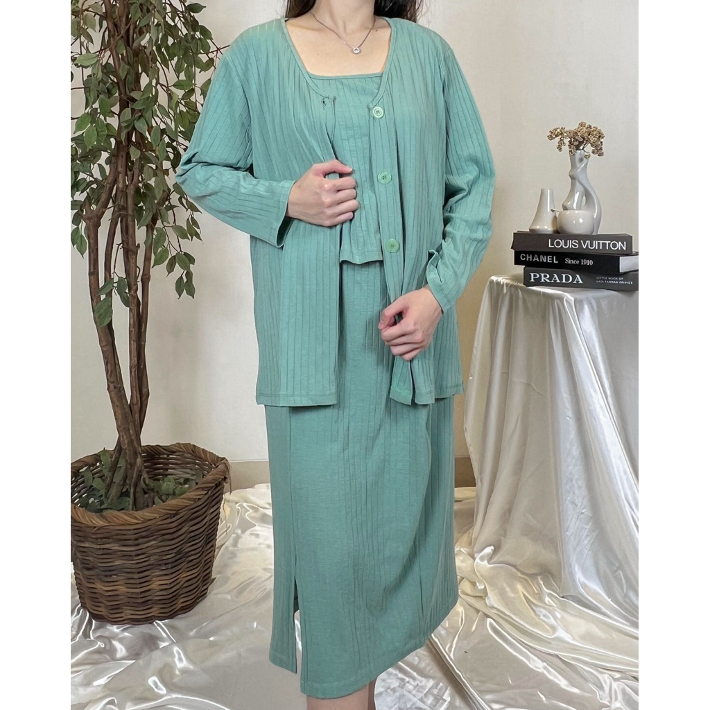 Atasan Set Rok 3pcs — Hijau Tosca / Green Tosca ( BACA DESKRIPSI )