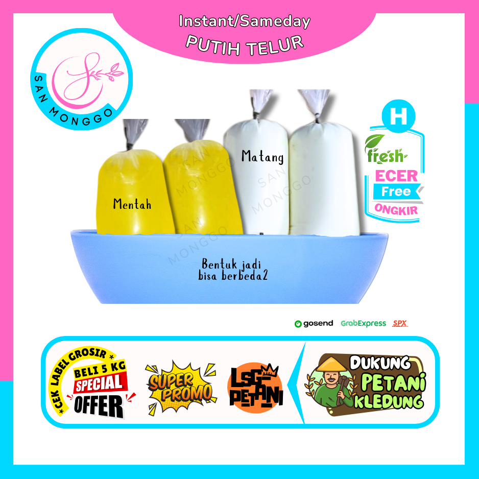 

Putih Telur Segar Matang 100% Murni -- Hasil Sindoro Sumbing Ecer (H)