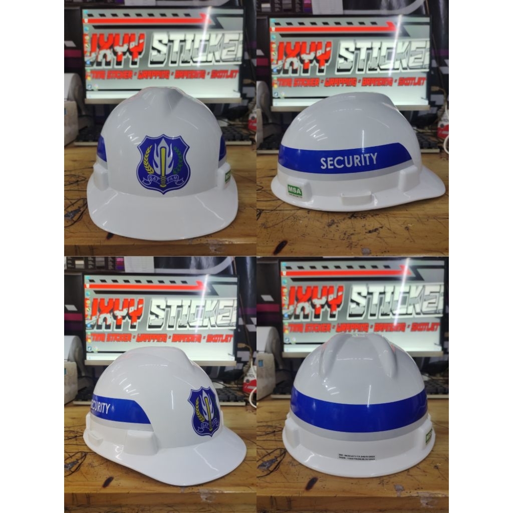 

Stiker Stiker Safety Helmet Security List Biru Putih