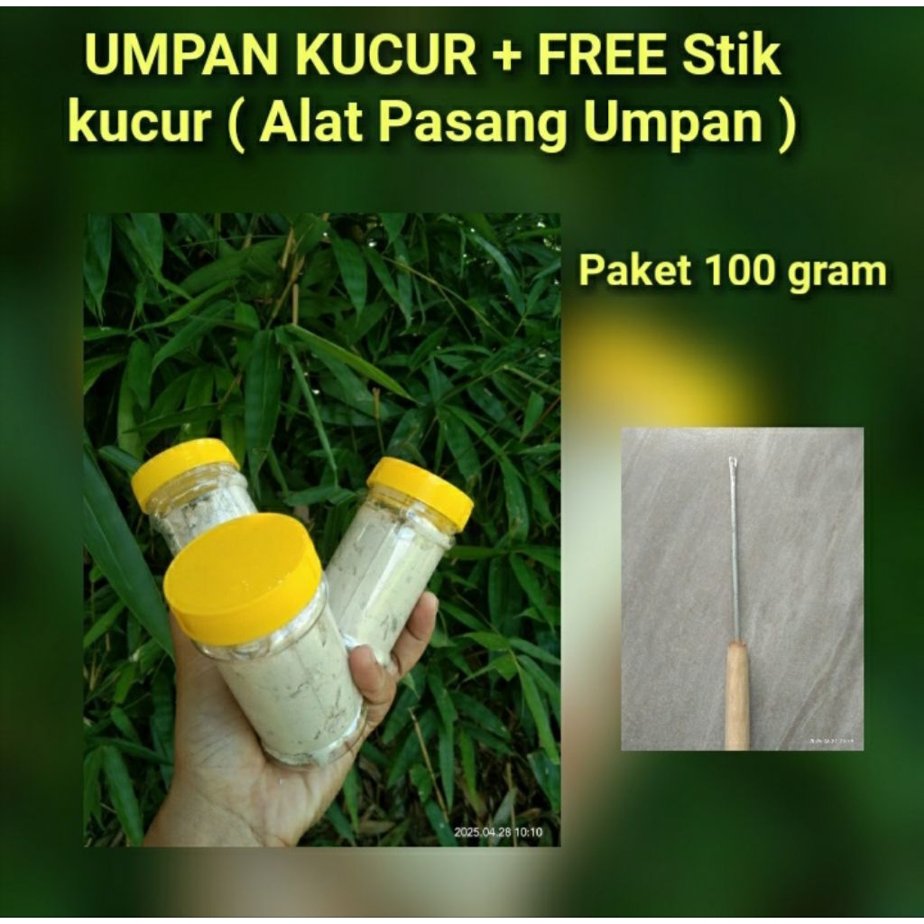 Umpan kucur paket 100 gram + free STIK kucur ( alat pasang umpan ) umpan mancing / umpan pancing