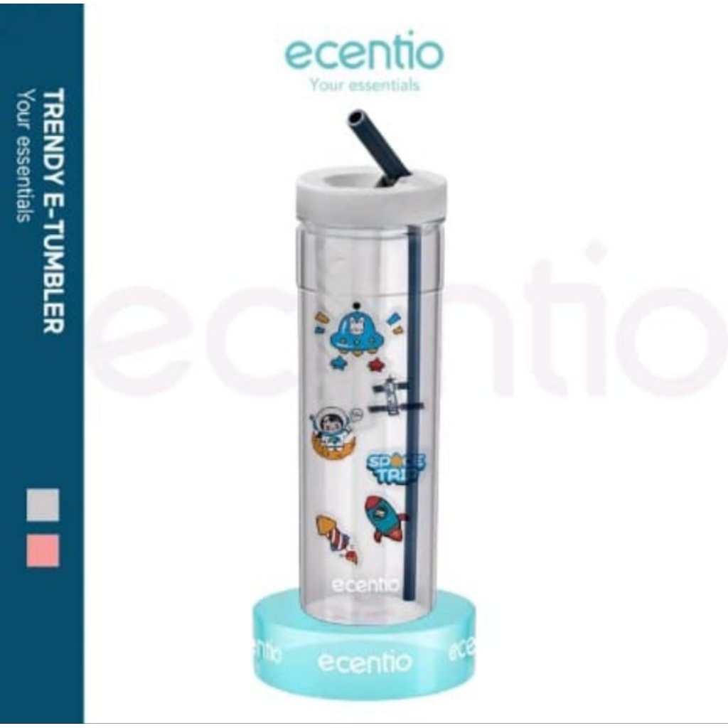 ecentio botol minum sedotan transparan Tumbler Infused free sticker