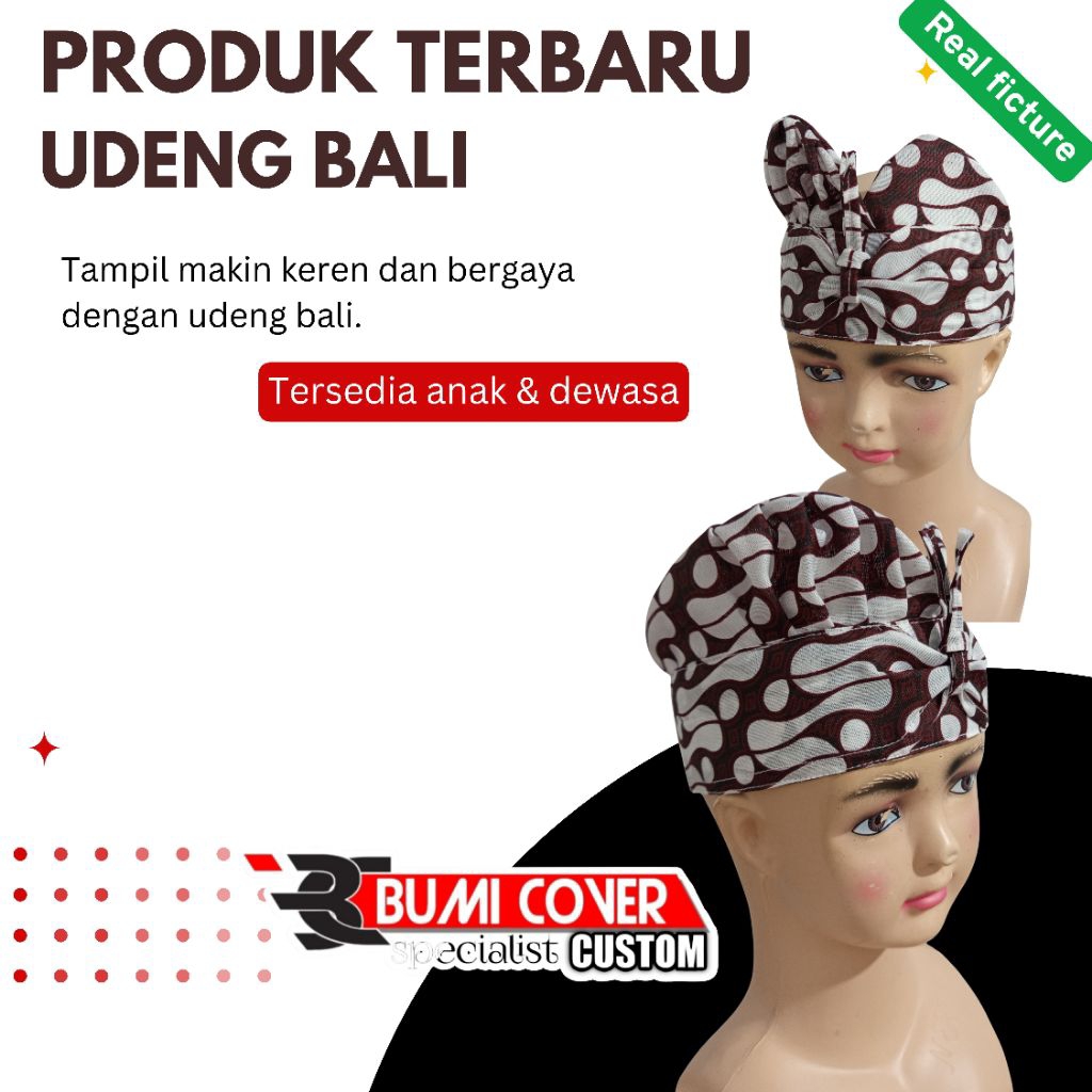 BUMI COVER udeng bali iket bali blangkon bali anak dan dewasa motip lereng putih