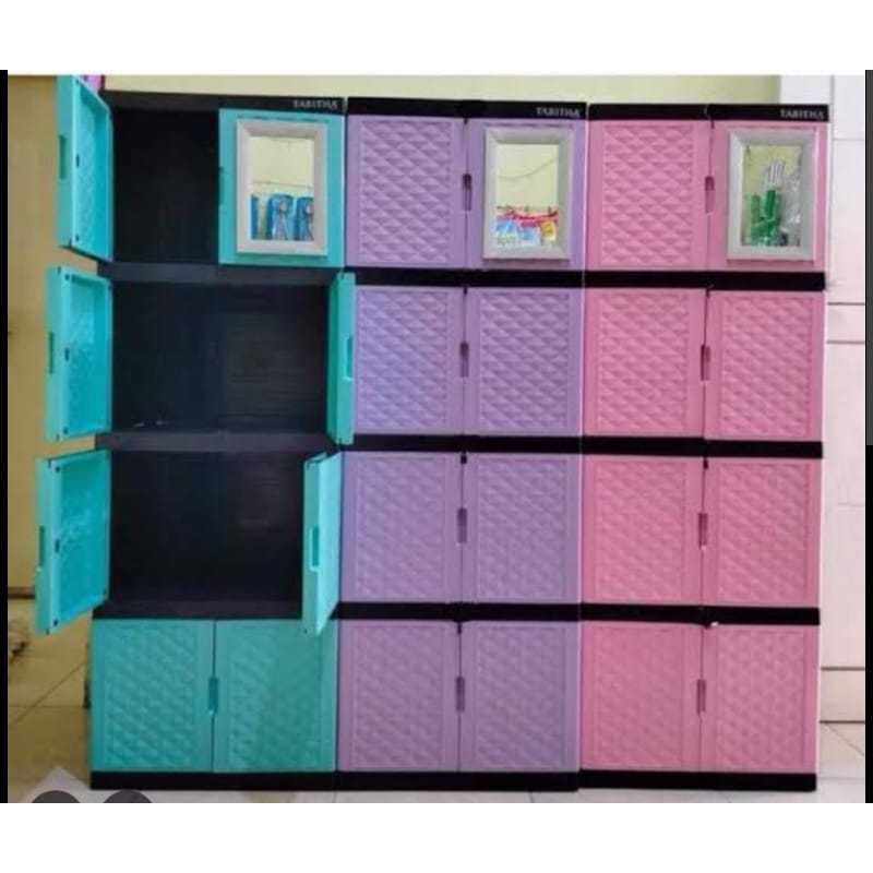 lemari pakaian plastik / box 4 susun cermin tabitha
