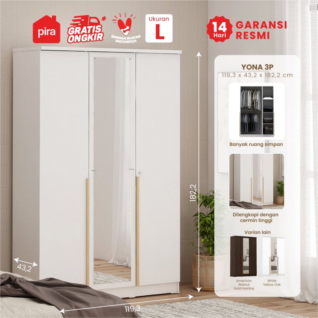 Pira Metropolis - Yona AVA 3P Lemari Pakaian 3 Pintu