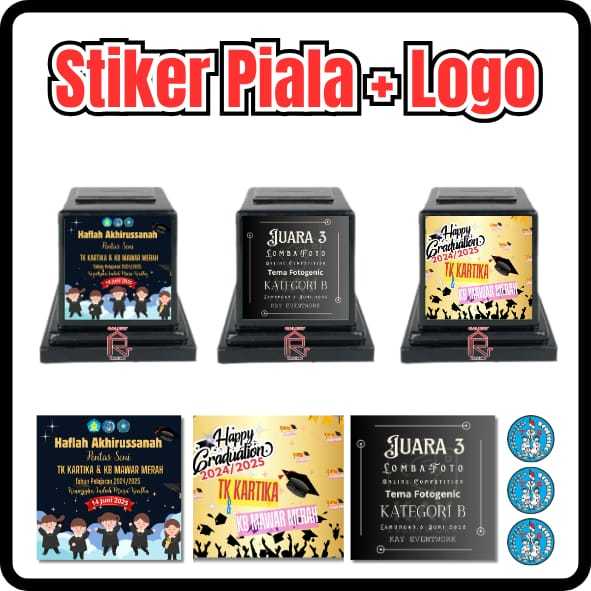 STIKER PIALA KAKI SATU + LOGO / STIKER PIALA | STIKER PLAKAT | STIKER WISUDA | STIKER TATAKAN PIALA 