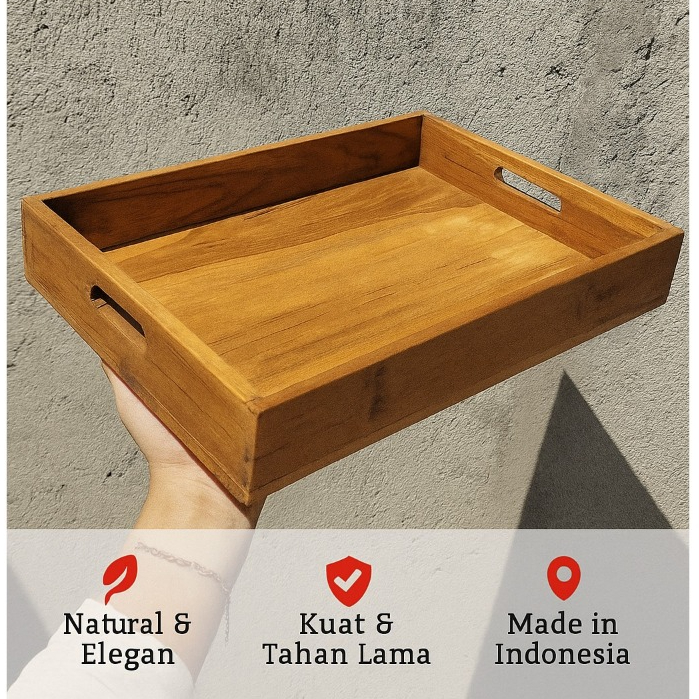 Nampan Full Kayu Jati Asli Aesthetic Nampan Rustic