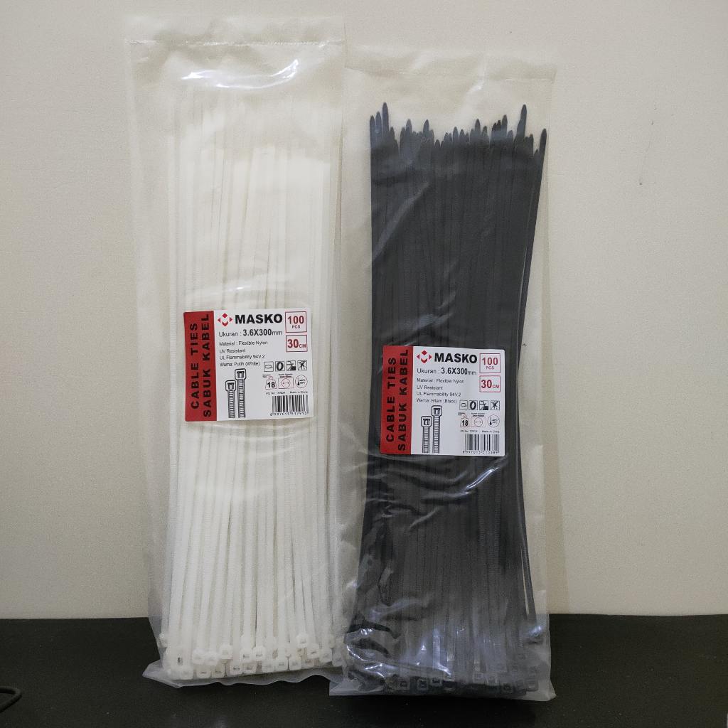

MASKO Kabel ties 3,6 × 300 mm 100 pcs NYLON Cable Tie sabuk kabel 30 cm