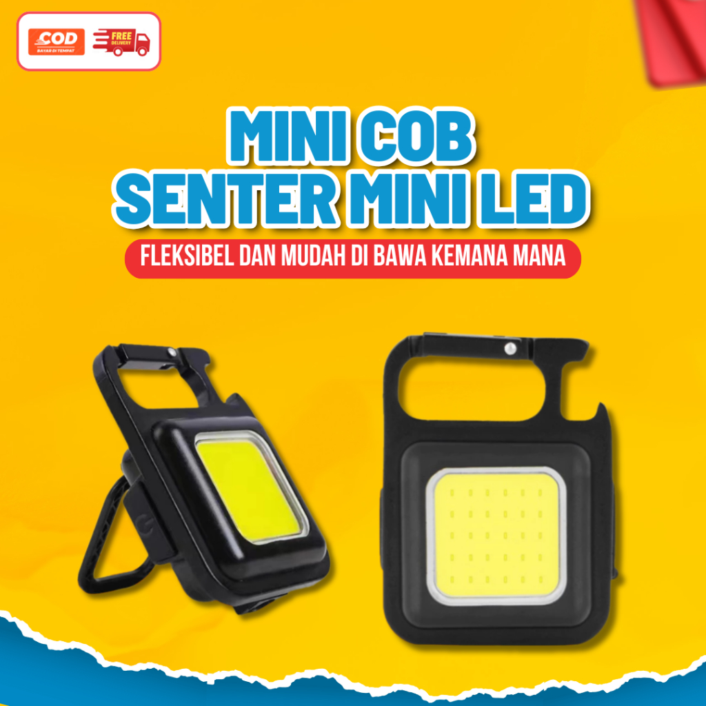 Senter Mini COB Rechargeable |  Mini COB Keychain Light Gantungan Kunci Portable |  COB LED Mini Lam