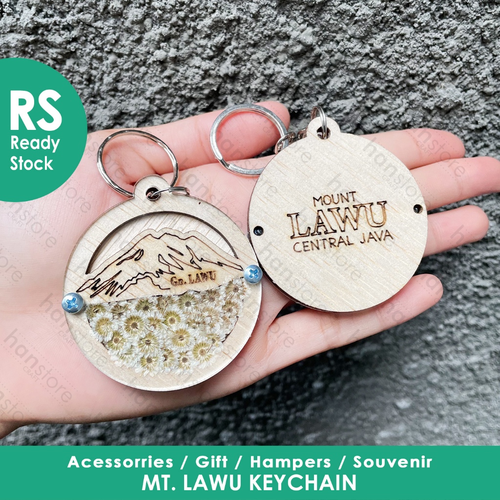 RS MT. LAWU Keychain / Mountain keychain / Gantungan Kunci Kayu & bunga oleh oleh Wisata Gunung Lawu