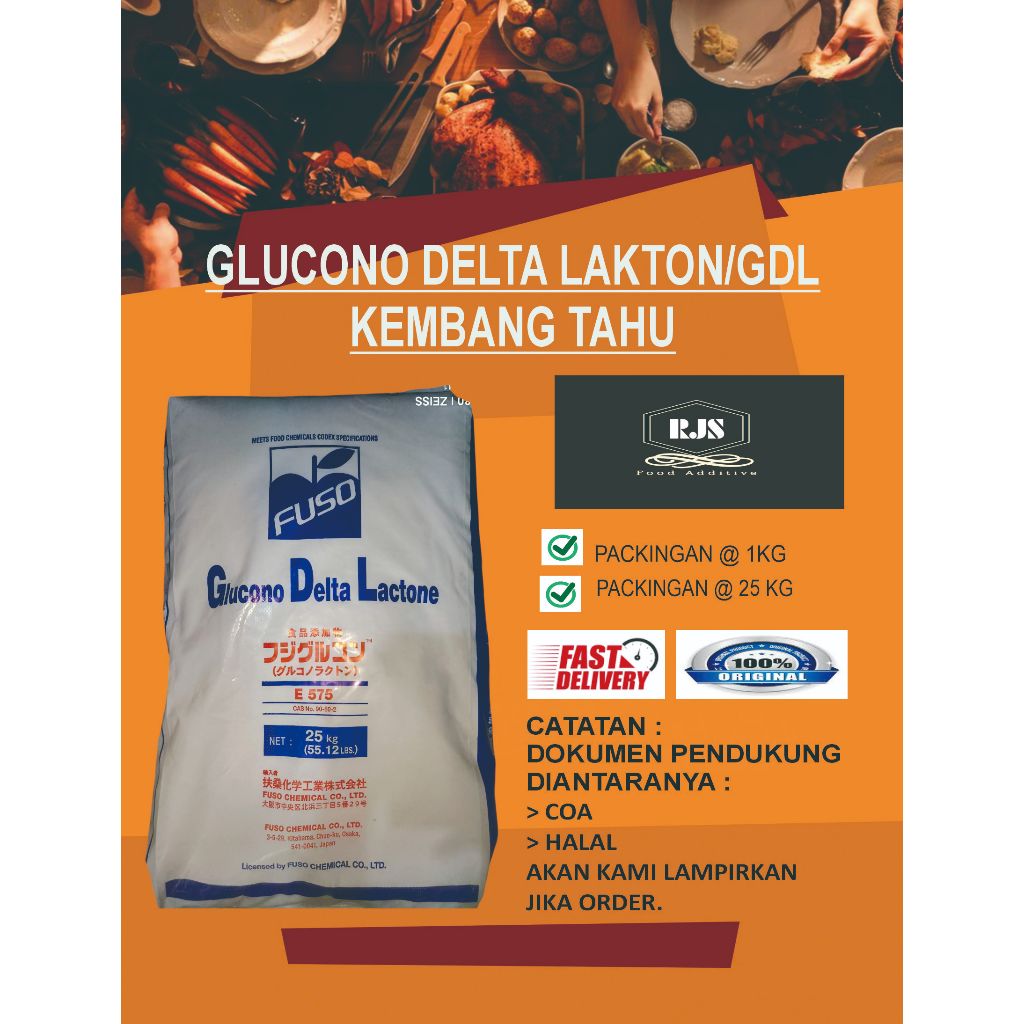 

GLUCONO DELTA LAKTONE/SEKAU TAHU/KEMBANG TAHU/CIOKO TAHU/BATU TAHU PACKINGAN 1 KG DAN 25 KG FOOD GRADE